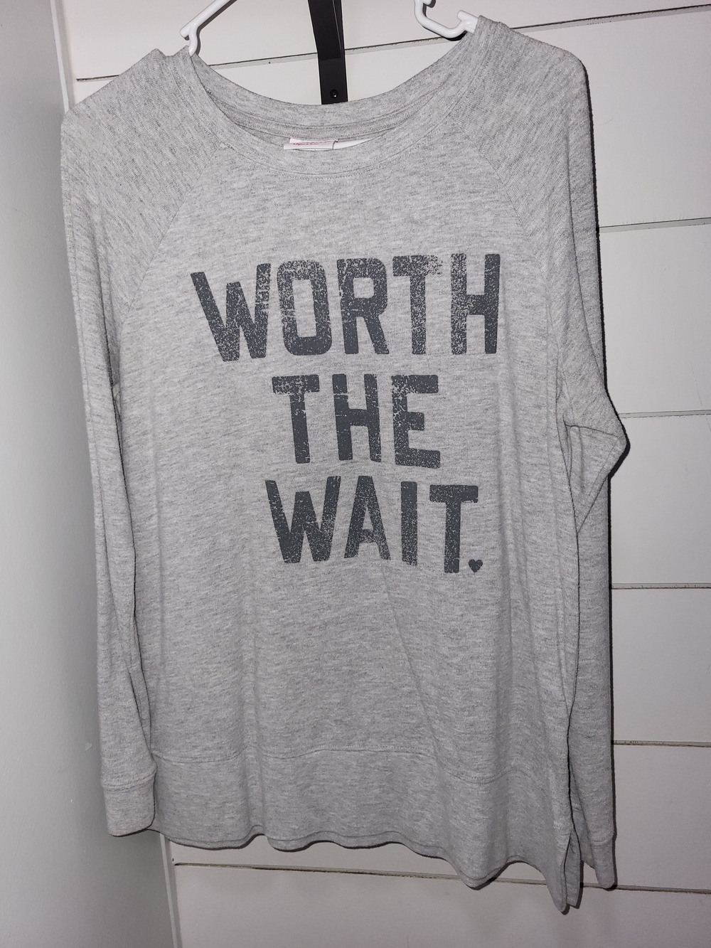 Worth The Wait Light Gray Men’s Graphic Long-Sleeve Shirt